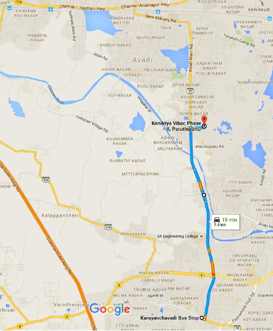 Chennai Авади քարտեզի վրա