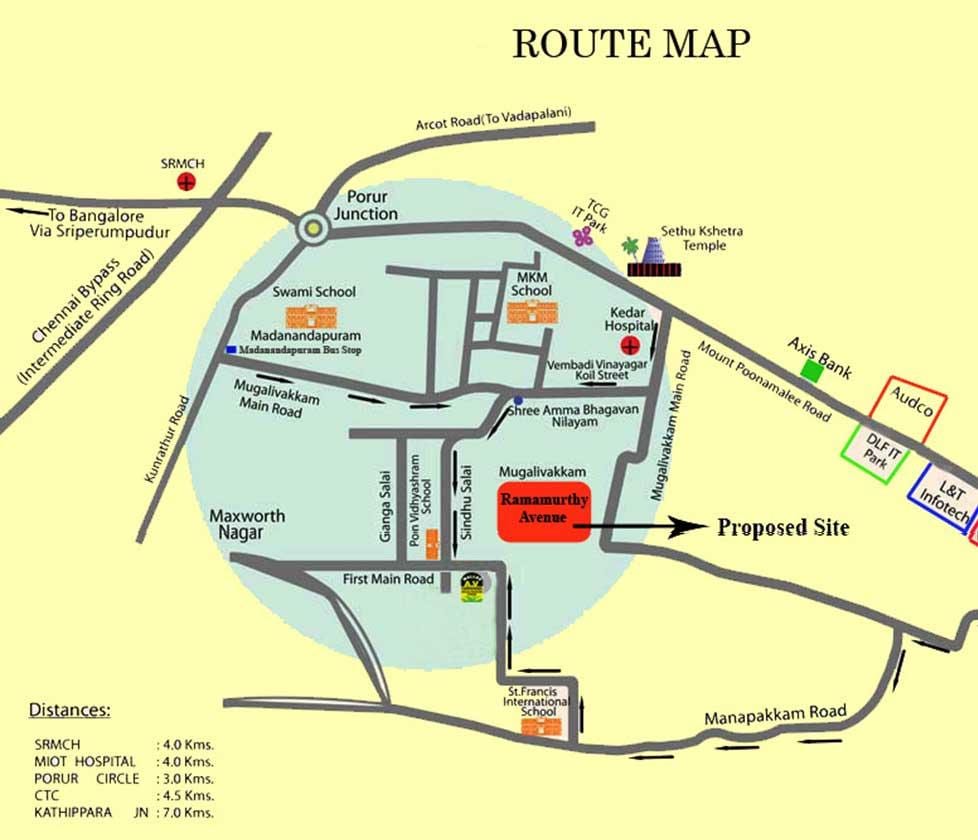Порере Chennai քարտեզի վրա
