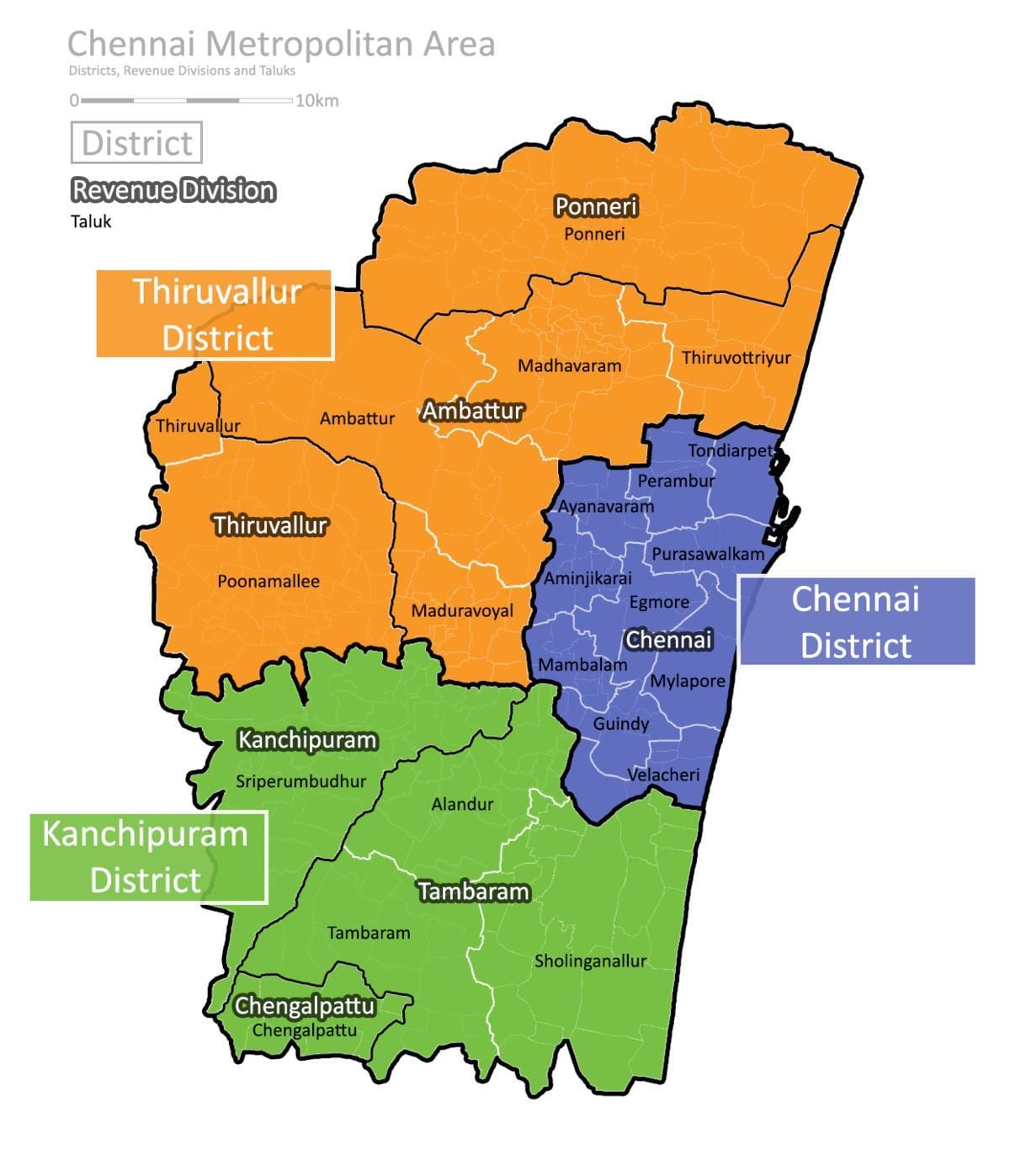 ուրվագծային քարտեզ Chennai